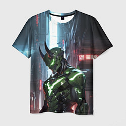 Мужская футболка Зелёный кибернетический демон
