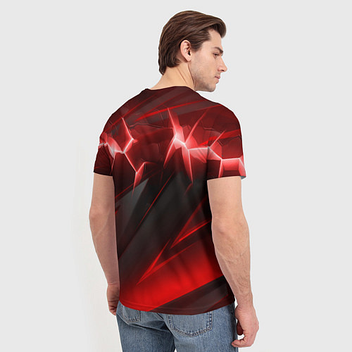 Мужская футболка Яркая красная объемная абстракция / 3D-принт – фото 4