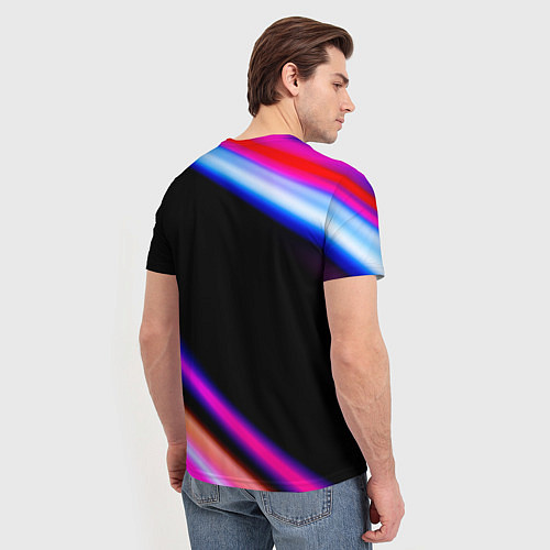 Мужская футболка Garbage neon rock lights / 3D-принт – фото 4