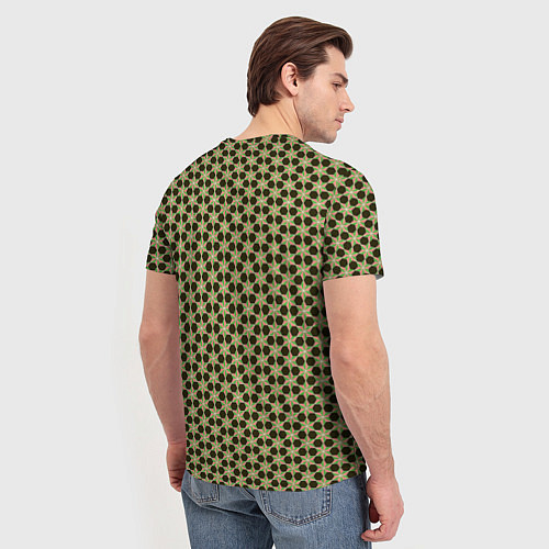 Мужская футболка Паттерн сетчатый с черными шестигранниками / 3D-принт – фото 4