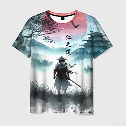 Мужская футболка Japanese samurai - ghost of Tsushima