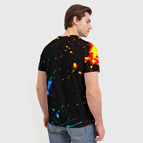 Мужская футболка Огненная лава и вода киберпанк / 3D-принт – фото 4