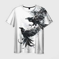 Мужская футболка Два каллиграфических ворона