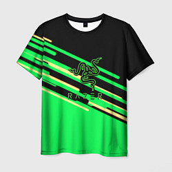 Мужская футболка Razer line green pattern