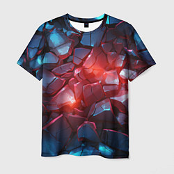 Мужская футболка Синие камни с красным светом