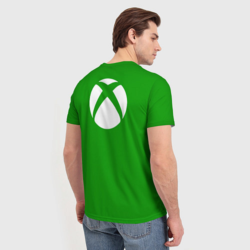 Мужская футболка X-box logo green / 3D-принт – фото 4