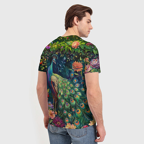 Мужская футболка Павлин в саду / 3D-принт – фото 4