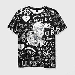 Мужская футболка Lil Peep pattern автографы лого