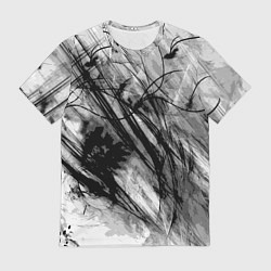 Футболка мужская Серый абстрактный серо-черный шрих, цвет: 3D-принт