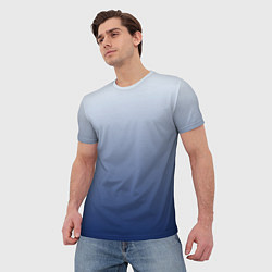 Футболка мужская Бело синий градиент, цвет: 3D-принт — фото 2
