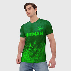 Футболка мужская Hitman - green gradient посередине, цвет: 3D-принт — фото 2