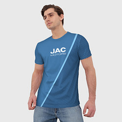 Футболка мужская Jac motors сине-голубой с полосой, цвет: 3D-принт — фото 2