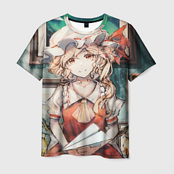 Мужская футболка Touhou Project Flandre милая с бумажным самолётико