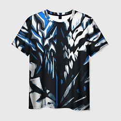 Мужская футболка White and blue abstraction on a black background