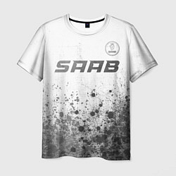 Мужская футболка Saab - white gradient посередине