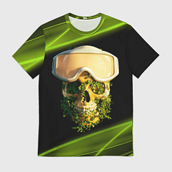 Мужская футболка Цветущий череп в горнолыжных очках