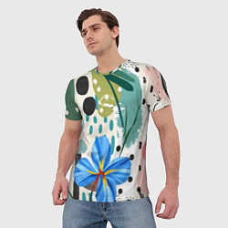 Футболка мужская Цветы горошек абстракция, цвет: 3D-принт — фото 2