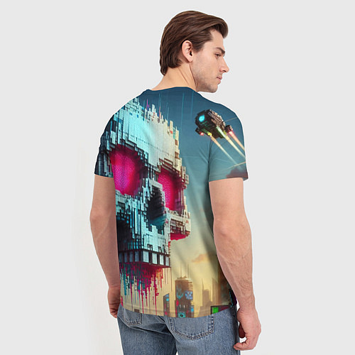 Мужская футболка Cool pixel skull - ai art fantasy / 3D-принт – фото 4