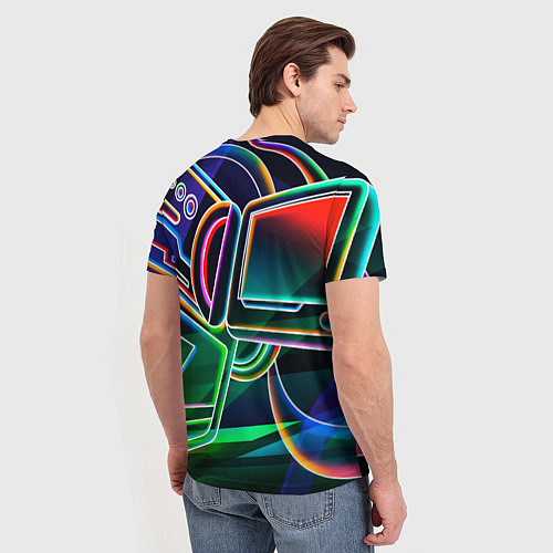 Мужская футболка Неоновая психоделика геймер / 3D-принт – фото 4