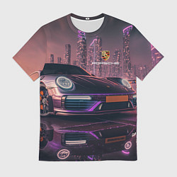 Мужская футболка Porshe neon city