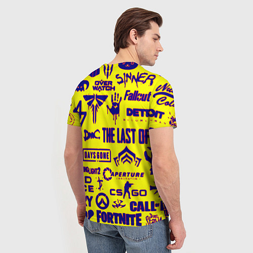Мужская футболка Логотипы игр на жёлтом / 3D-принт – фото 4