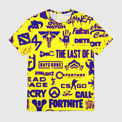 Футболка мужская Логотипы игр на жёлтом, цвет: 3D-принт