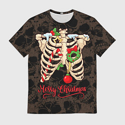 Мужская футболка Merry Christmas - skeleton
