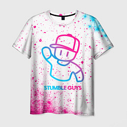 Мужская футболка Stumble Guys neon gradient style