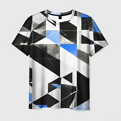 Футболка мужская Black and blue abstraction on a white background, цвет: 3D-принт