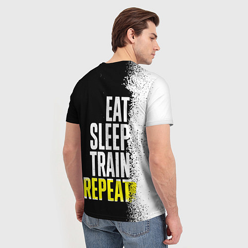 Мужская футболка Eat sleep train repeat / 3D-принт – фото 4