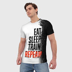 Футболка мужская Eat sleep train repeat, цвет: 3D-принт — фото 2