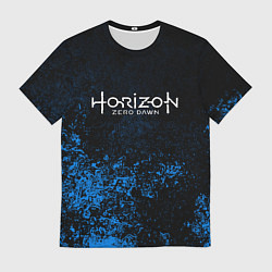 Футболка мужская Horizon: Zero Dawn синие брызги красок, цвет: 3D-принт