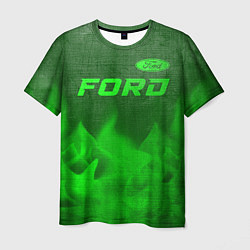 Мужская футболка Ford - green gradient посередине