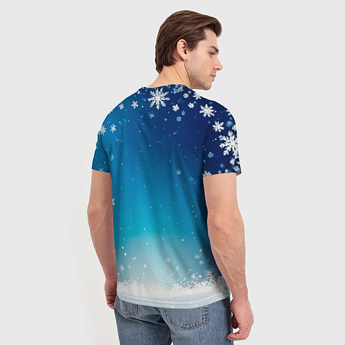 Мужская футболка Символ 2025 года: зеленая змея в красной шапочке / 3D-принт – фото 4