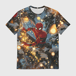 Мужская футболка Spiderman на новогодней елке