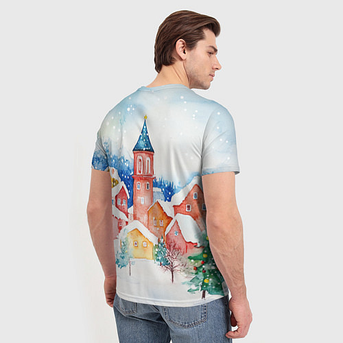 Мужская футболка Новогодний сказочный город / 3D-принт – фото 4