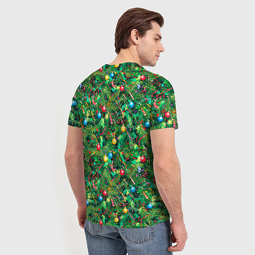 Мужская футболка Разноцветные шары на ёлке / 3D-принт – фото 4