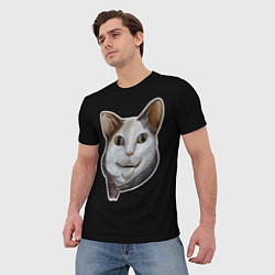 Футболка мужская Кот - Бу испугался мем, цвет: 3D-принт — фото 2