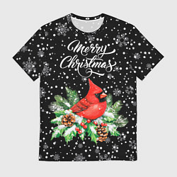 Мужская футболка Рождественский красный кардинал