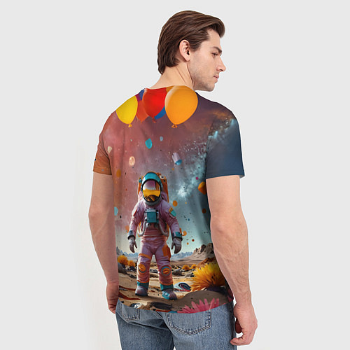 Мужская футболка Праздничный космонавт / 3D-принт – фото 4