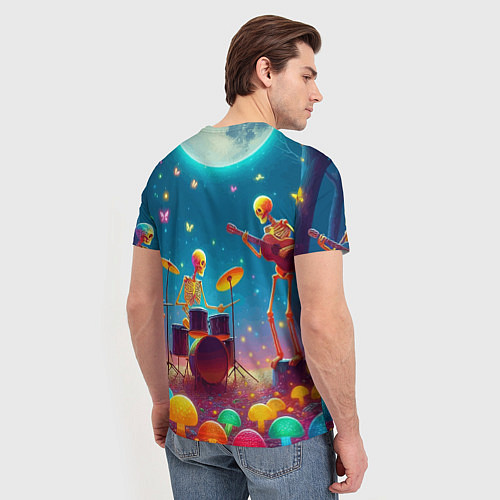 Мужская футболка Квинтет скелетов музицирует на грибной поляне / 3D-принт – фото 4