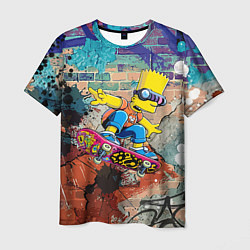 Футболка мужская Bart Simpson on a skateboard - graffiti, цвет: 3D-принт