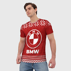 Футболка мужская Новогодний BMW, цвет: 3D-принт — фото 2