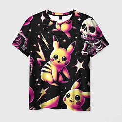 Мужская футболка Pikachu and skeletons - pattern