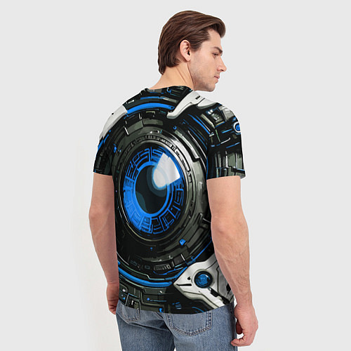 Мужская футболка Синяя сфера киберпанк / 3D-принт – фото 4