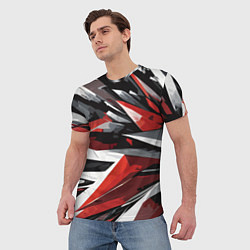 Футболка мужская Чёрно-красно-белая абстракция, цвет: 3D-принт — фото 2