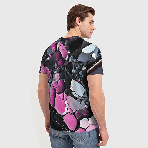 Мужская футболка Чёрно-розовый камень / 3D-принт – фото 4