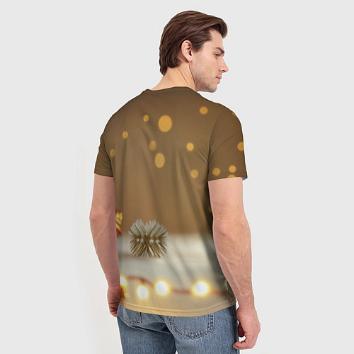 Мужская футболка Желтая праздничная змейка / 3D-принт – фото 4