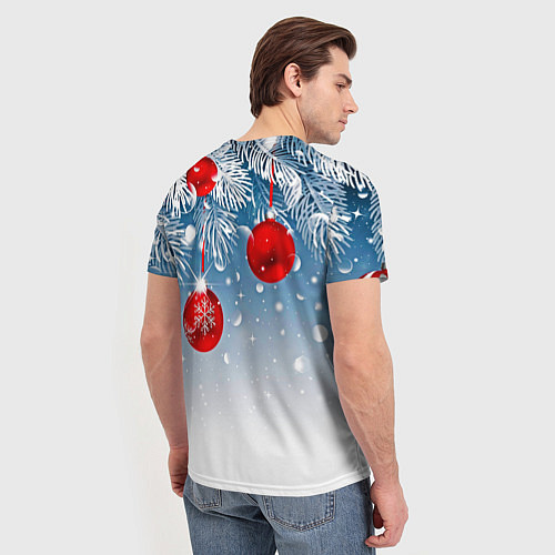 Мужская футболка Ёлочные ветви с игрушками / 3D-принт – фото 4