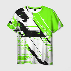 Футболка мужская Diagonal black and green stripes on a white backgr, цвет: 3D-принт